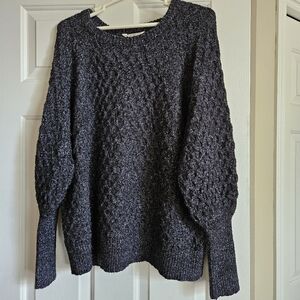 TERRA & SKY Women's 1X Waffle Texture Sweater Balloon Sleeve 16W 18W